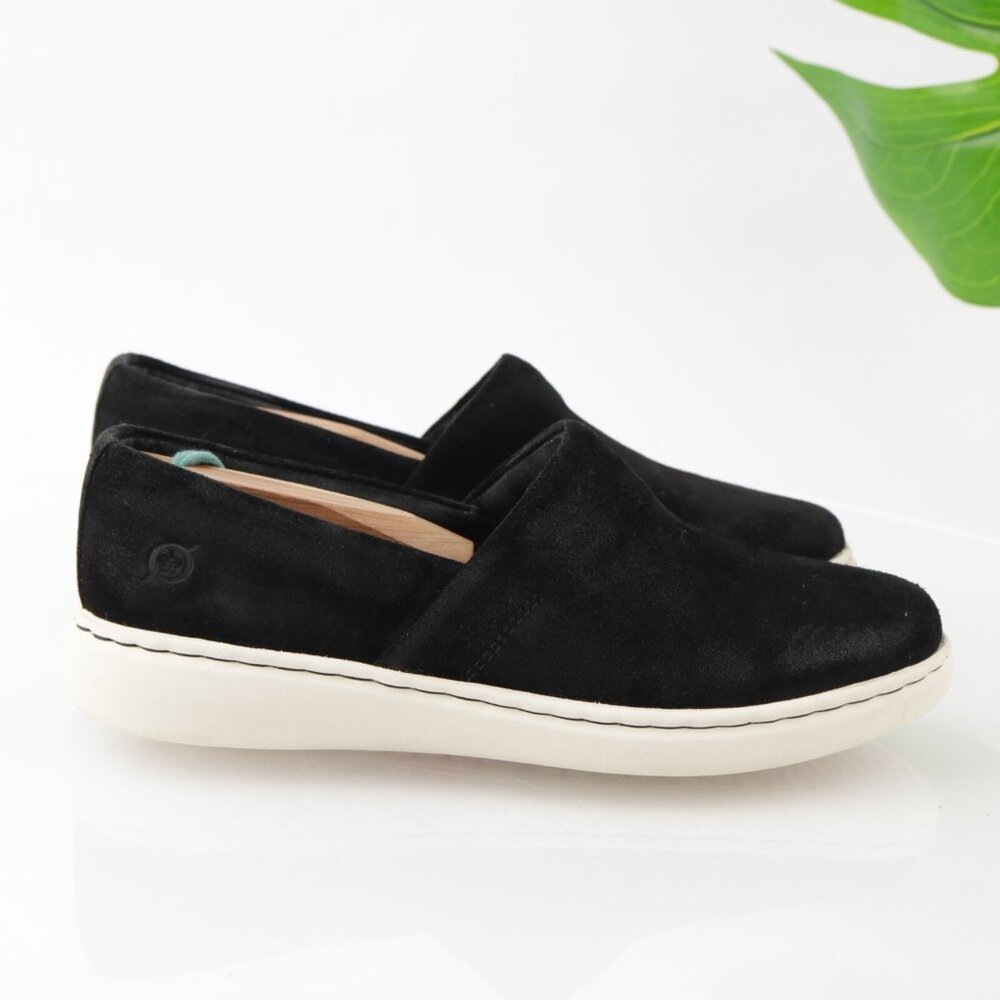 Born Womens Judy Slip On Shoes‎ Size 7 Black Suede Flats Loafers Casual Comfy - Picture 7 of 11